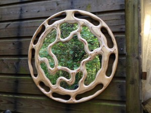 Large round fretwork mirror by Andy Crabb Designs
