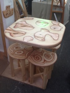 Table and stool set by Andy Crabb Designs